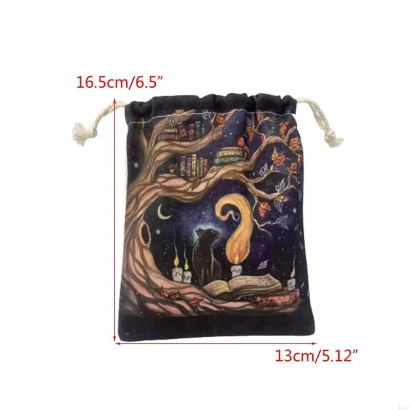 15 loại Túi lưu trữ thẻ Tarot Canvas in túi dây rút Phụ kiện gia đình Tarot lưu trữ Tarot cho bữa tiệc W89F