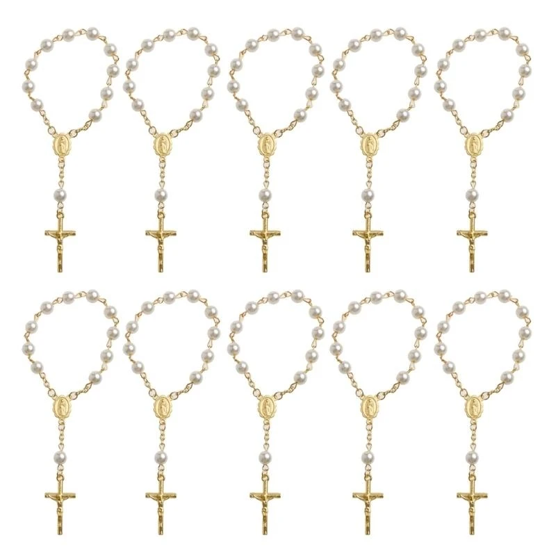 10/20/50pcs Bautismo Beads Beads Baptismo Baptismo Rosarios Joyería Regalo
