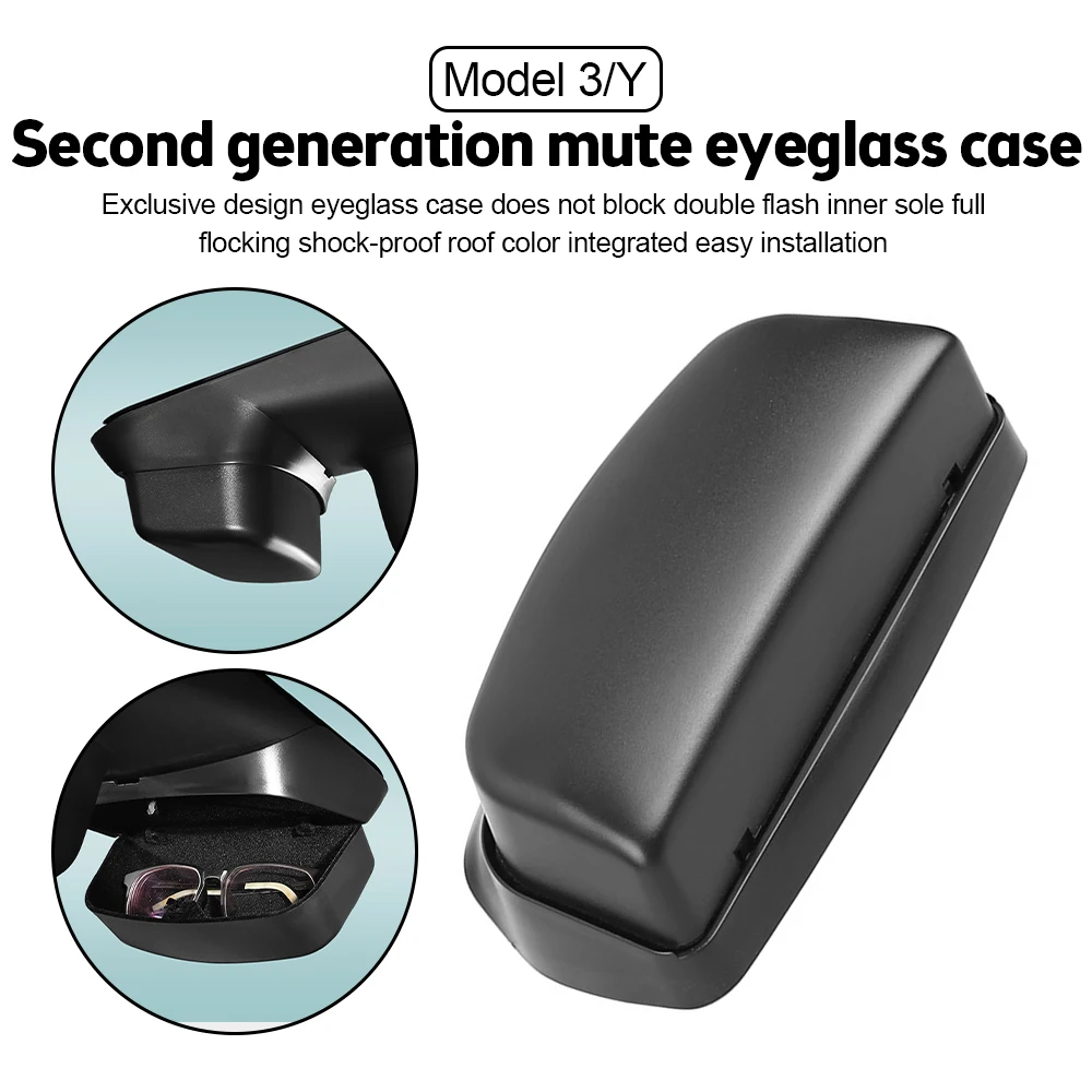 

2021/2022/2023 Tesla Model 3 Y Sunglasses Holder Silence Flocking Glasses Case Car Accessories Sunglasses Storage Box