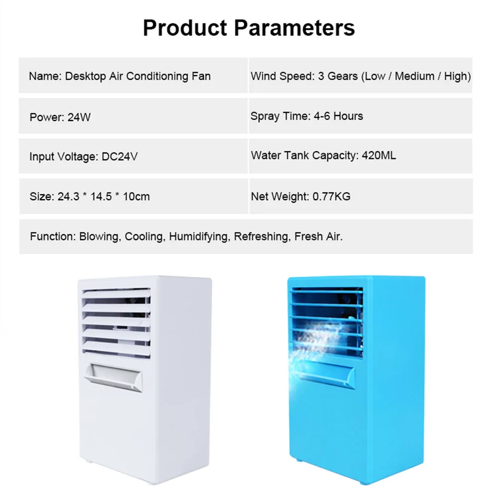 Вентилятор для кондиционера, персональный воздухоохладитель, очиститель и увлажнитель воздуха, портативный USB-вентилятор для дома и офиса