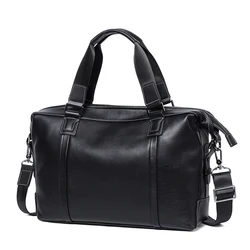 Men's Genuine Leather Bag Briefcase Office Bags For Men Leather Laptop Bag Shoulder Bags Fashion Male Luxury Handbag Travel Bag