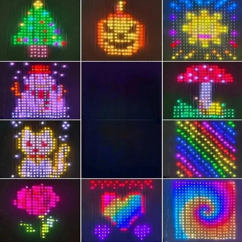 Outdoor LED Pixel Curtain Lights Bluetooth APP Smart RGB DIY Decor Window Wall Garden Christmas Holiday view 3