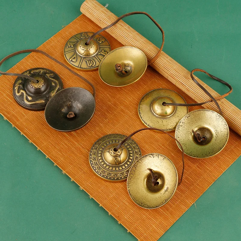 Brass Creative Antique Eight Treasures Copper Trumpet Light Cymbal Vintage Ornament Handmade Bell
