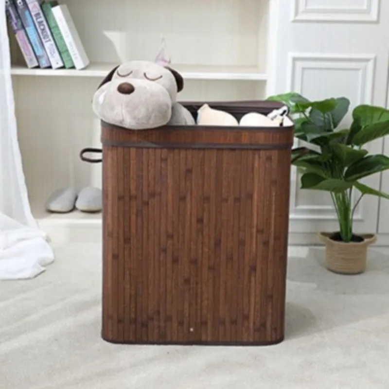Bamboo Woven Storage Baskets Bathroom Dirty Laundry Basket Bedroom Organizer Basket Home Clothes Auxiliary Organizers Container