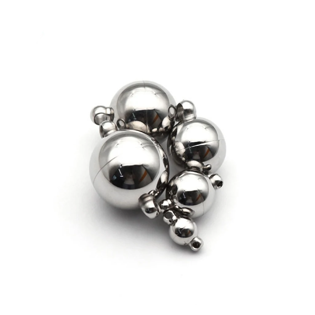 

10 шт. 6/8/10/12 мм из нержавеющей стали, круглый шар, магнитная пряжка, DIY браслет, ожерелье, разъем, фурнитура для ювелирных изделий из нержавеющей стали