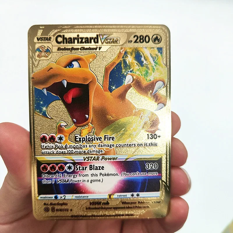 

NEW TAKARA TOMY Pokemon Cards Metal Card V Card PIKACHU Charizard Golden Vmax Card Kids Game Collection Cards Christmas Gifts