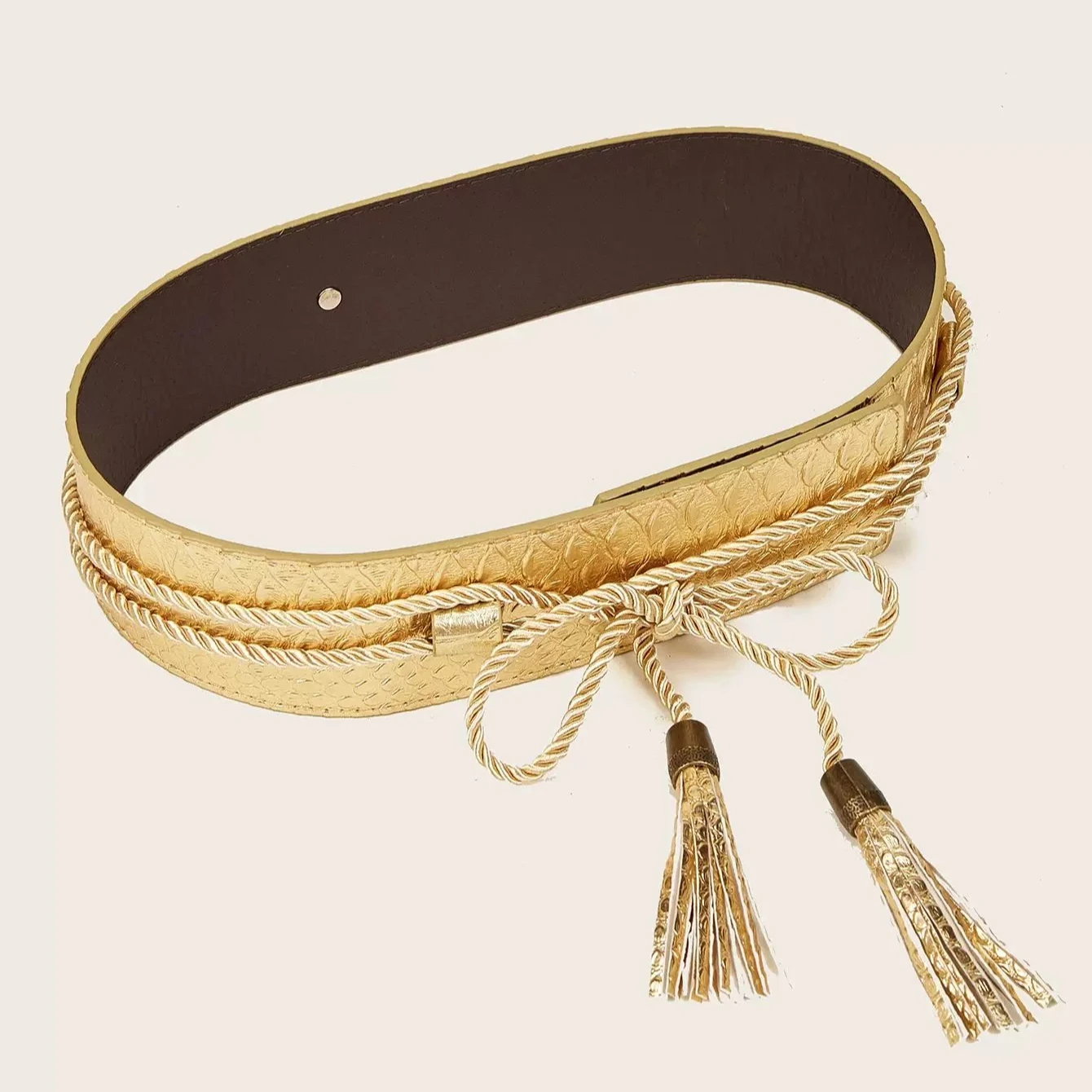 Woman 6cm Wide Faux Leather Rope Tie Belt Embellished Celebrity Belts Python Print Perfect Dress Accessory Gifts 3 size