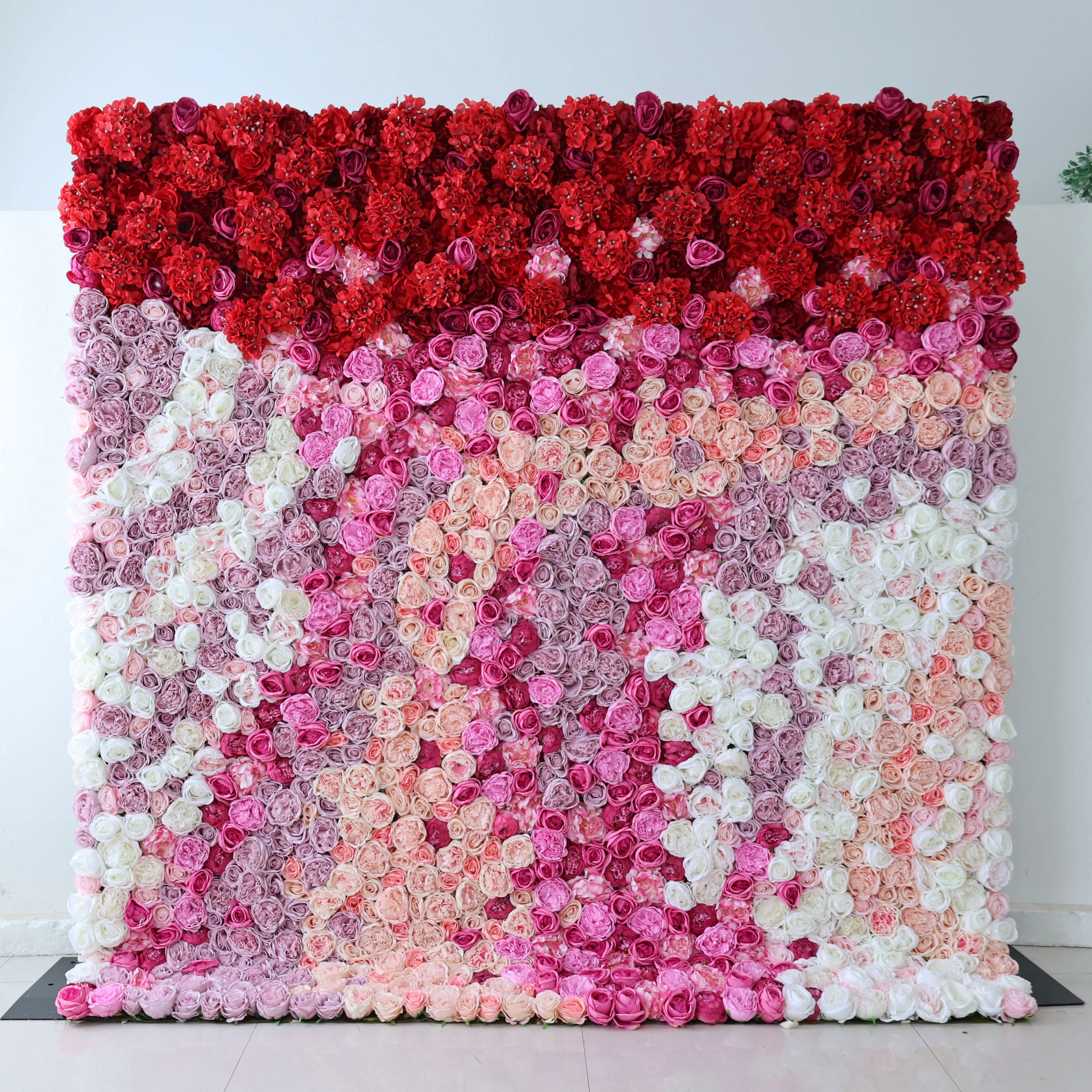 YuLiFlower 3D Flower Wall Decorative Flowers Wreaths And Plants Pink White Wall Decor Panel White Rose Wall Flower Wedding