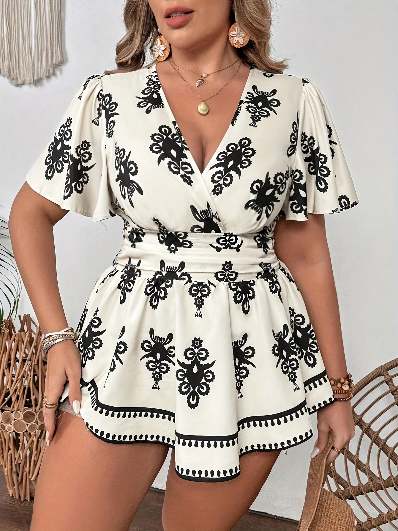 plus Size Ethnic Print Casual Elegant Fashion Top Women's plus Size T-Shirt Comfortable Loose Fit Trendy Style image 3