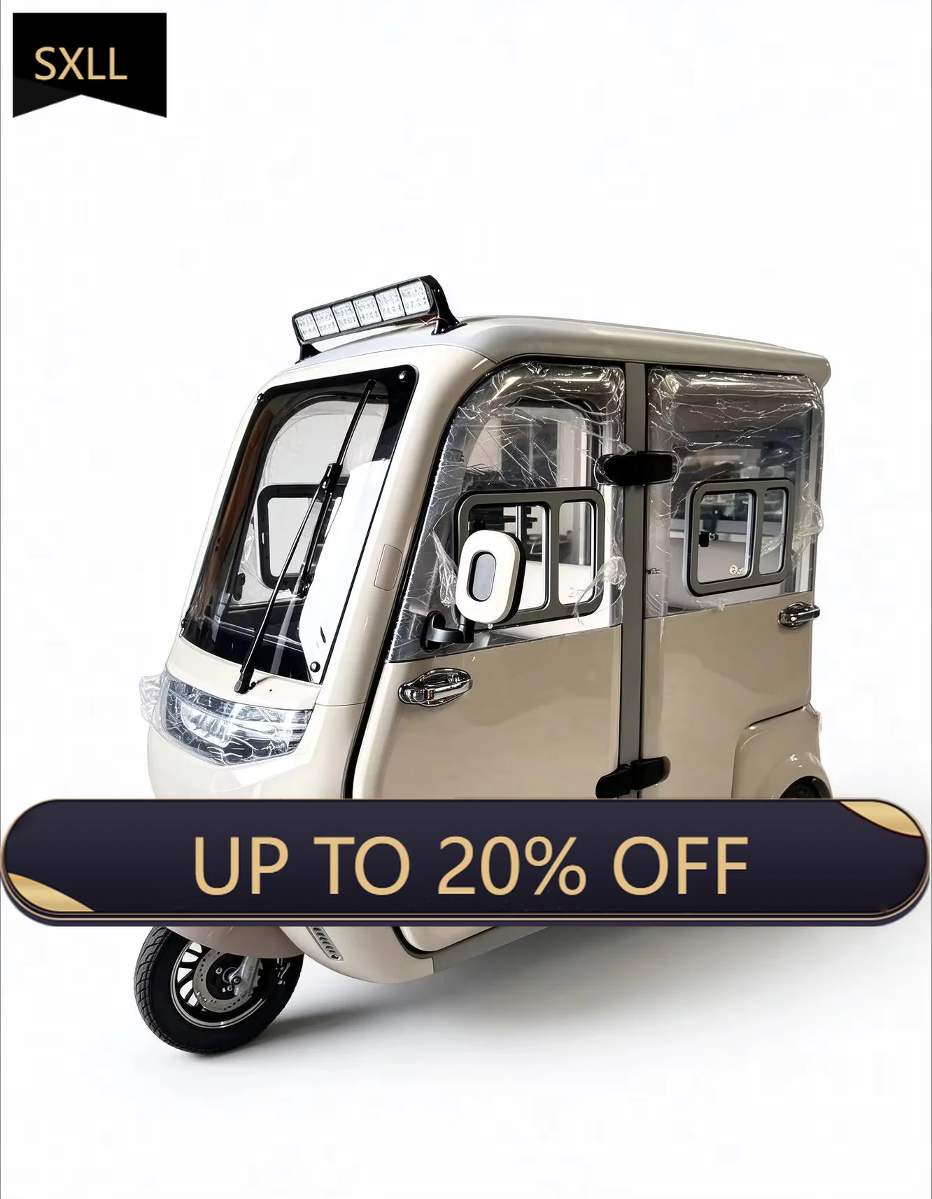 SXLL factory low price new adult electric tricycle closed body type passenger tricycle 60V 32Ah battery can carry 2 people