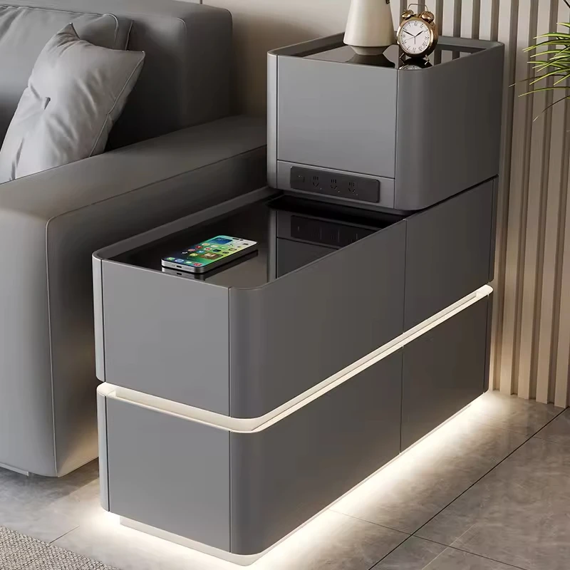 أريكة خزانة جانبية فاخرة طاولة بجانب السرير الذكية لغرفة النوم خزانة تخزين متعددة الوظائف لغرفة النوم وغرفة المعيشة