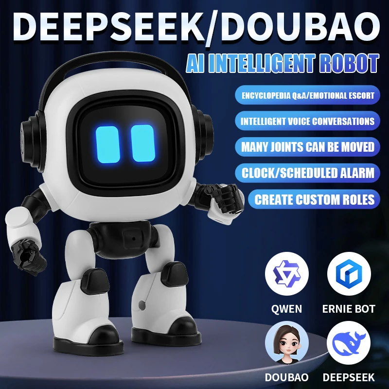 

F09 Игрушка-робот Smart AI с голосовым управлением и многосуставным механизмом — интерактивный компаньон для детей (белый и черный)