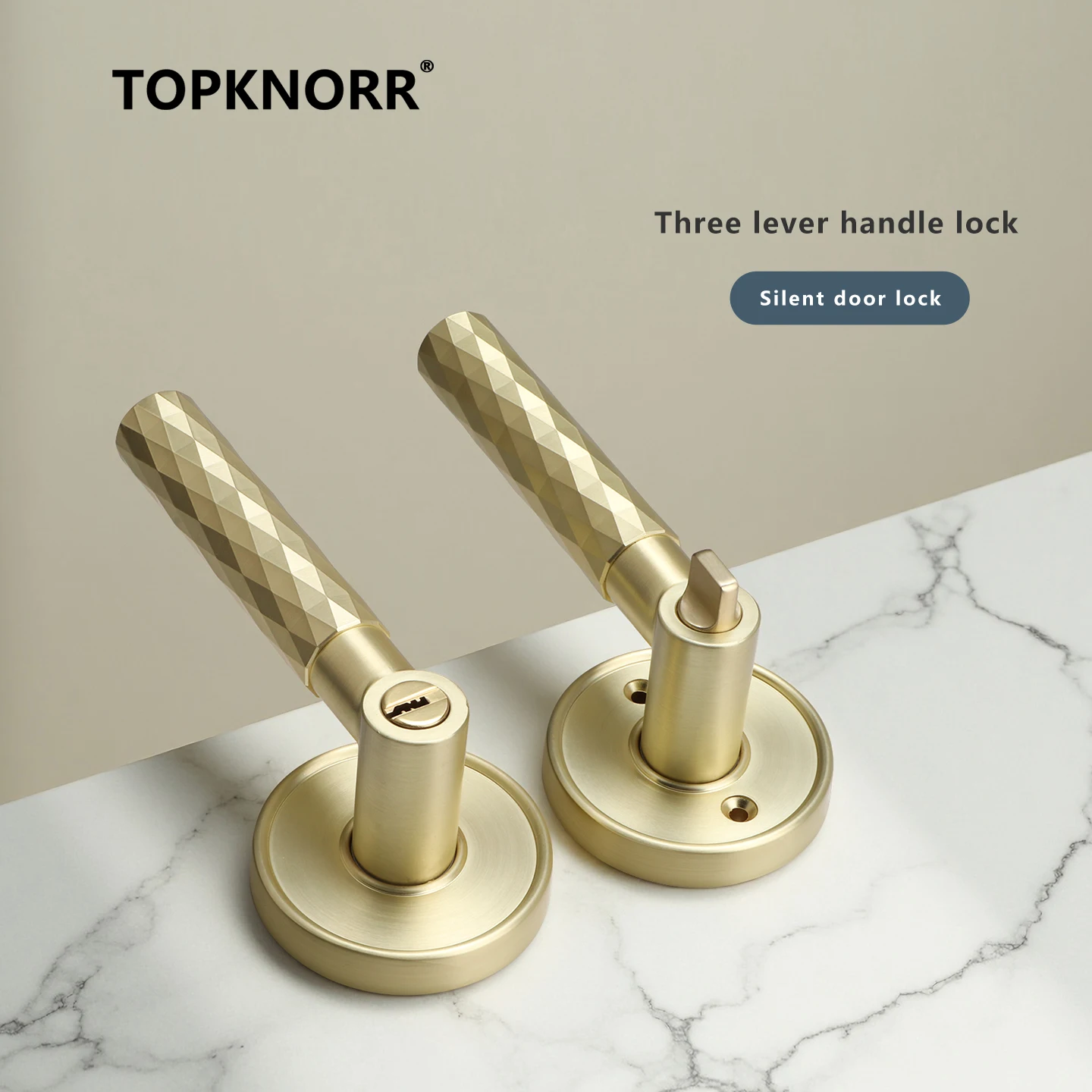 Indoor Diamond Pattern Mechanical Door Lock Single Tongue Bedroom Bathroom Wooden Door Handle Lock for Household Security