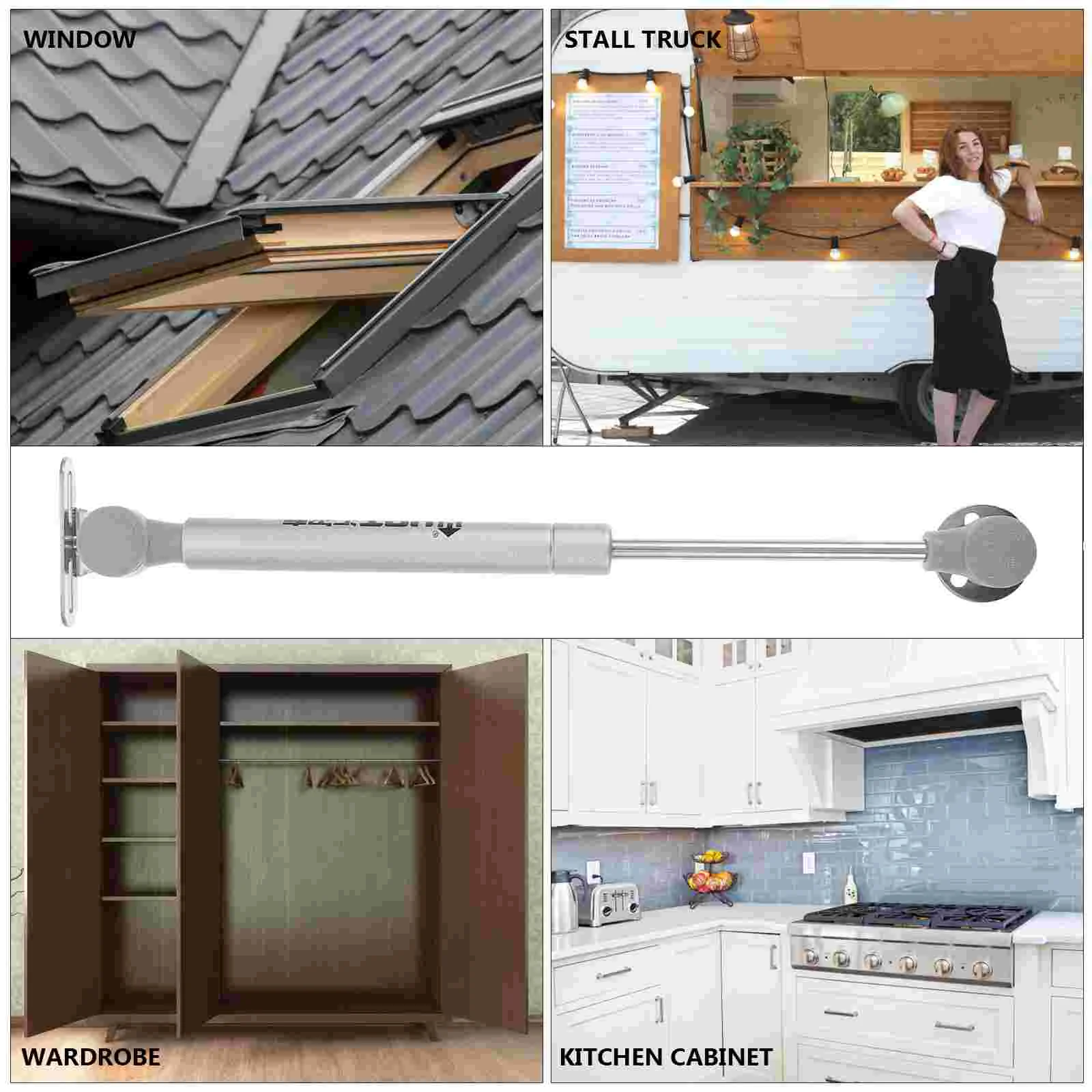 Gas Spring Strut Hydraulic Support Rod Kitchen Cabinet Hinges Pressure Silver Cold Rolled Steel