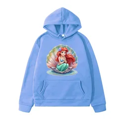 Disney Baby Clothing Ariel The Mermaid Princess Shell Hoodies Children Beautiful Girls Tops Kids Autumn Long Sleeve Sweatshirts