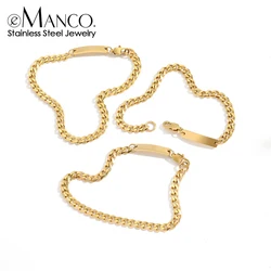 eManco Stainless Steel Cuban Chain Bracelet Gold-Plated Geometric Bangle Fashion Jewelry Ladies Holiday Gift