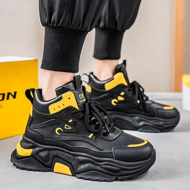 

Men Thick Soled Casual Lace Up Shoes Comfortable Breathable Suitable Outdoor Sports Running Shoes in All Seasons Zapatillas