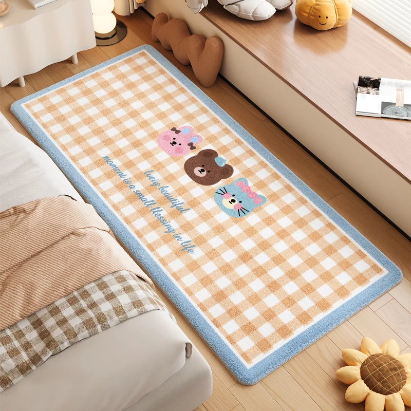 Children Room Bedroom Bedside Carpet Rectangular Cartoon Strip Thick Carpets Tatami Machine Wash Living Room Large Area Rug