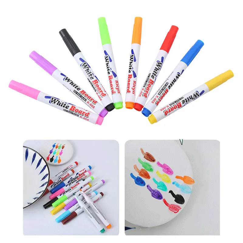Pintura Mágica Água Canetas Doodle Flutuantes, Magic Whiteboard Marker, 8 cores, 12 cores