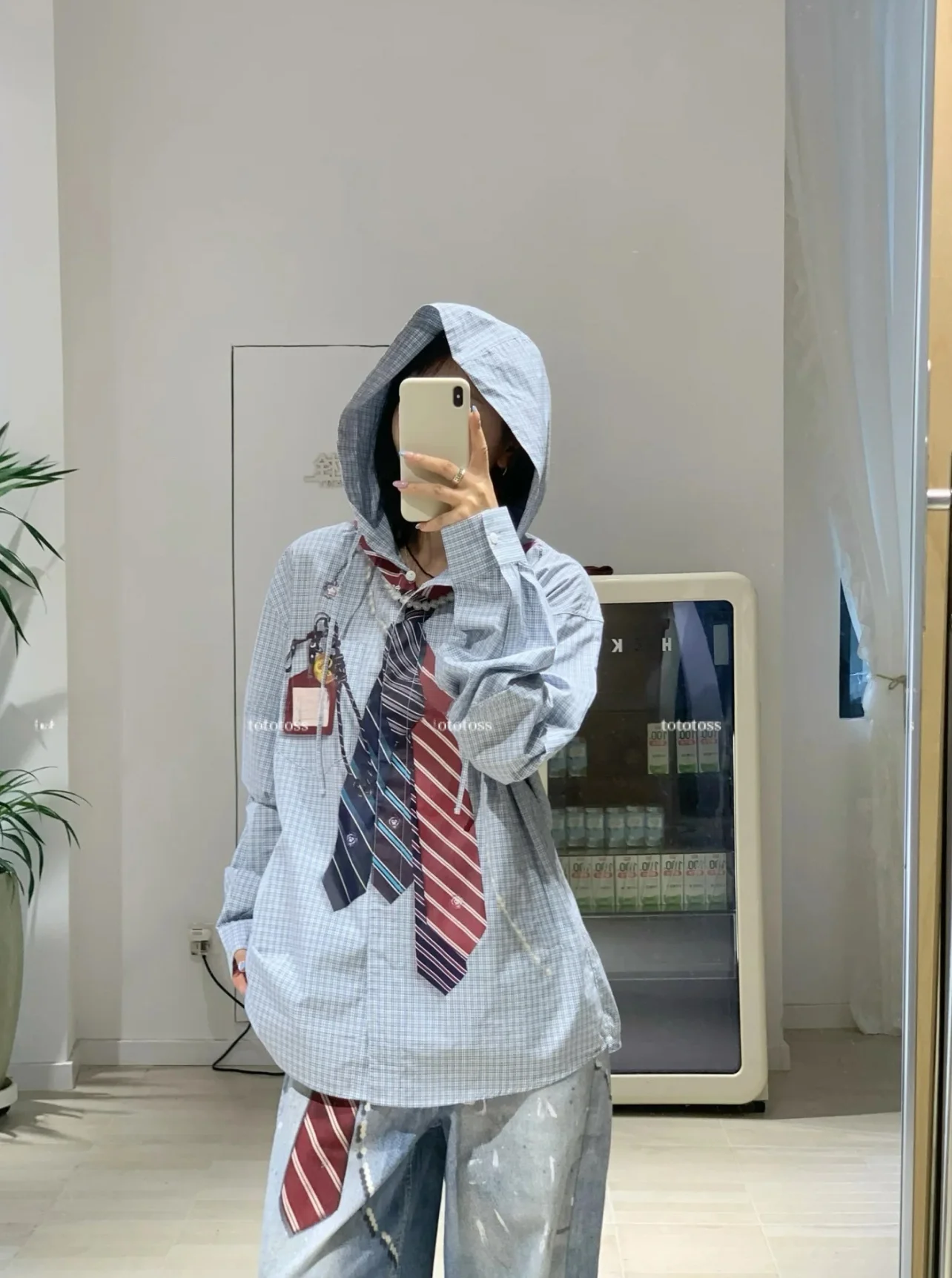 

Loose Couple Cheered irt 3D Tie Pearl Print Wide Version Thin Cotton Hooded Jaet Neutral Sle Long Sve Non-Stretchy