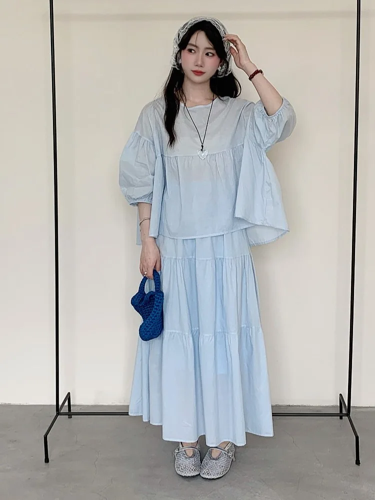 

Женская весенняя новая юбка трапециевидной формы с высокой талией Sweet Aosphere, комплект защиты от солнца и кружевной подол, юбка для тела