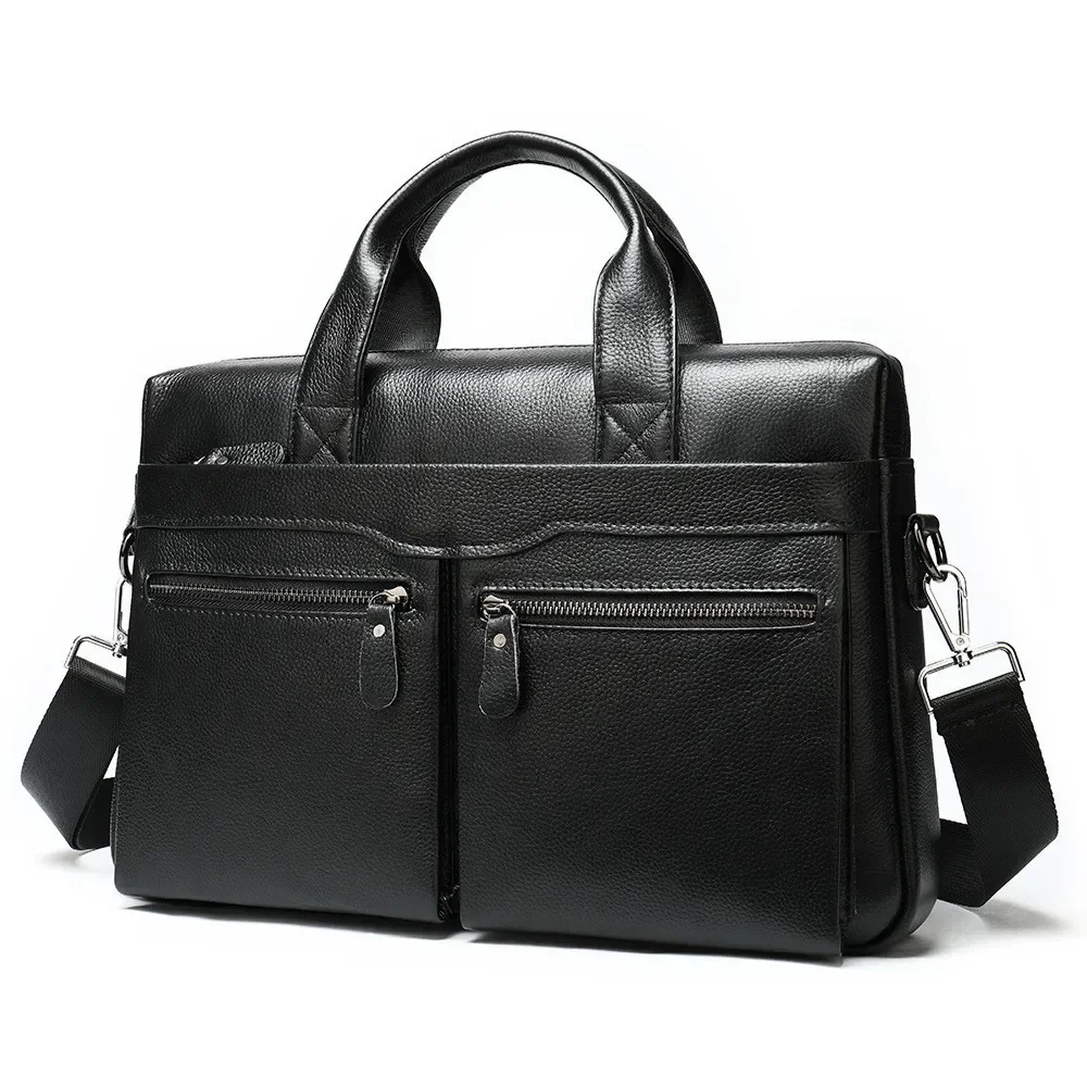 

2024 New Casual Laptop Bags Cow Genuine Leather Men's Briefcase Luxury Brand Male Men Handbags Messenger 15 Inch Computer Bag