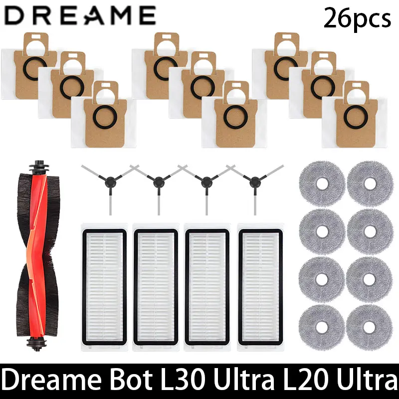 Dreame Bot L30 Ultra L20 Ultra Robotstofzuiger Reserveonderdelen Verbruiksartikelen Hoofdzijborstel Hepa Filter Mop Doek Stofzak Accessoires