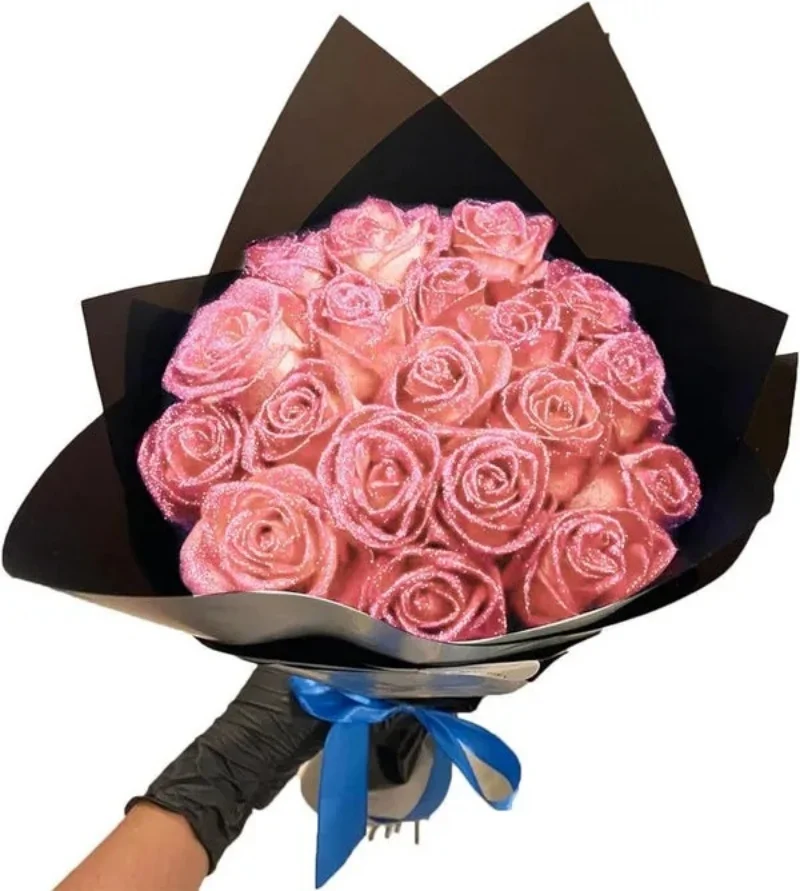 

Glitter Rose Bouquet Personalized Artificial Rose Flower Bouquet Shiny Fake Roses Bouquet Love Gifts for Valentine's Day