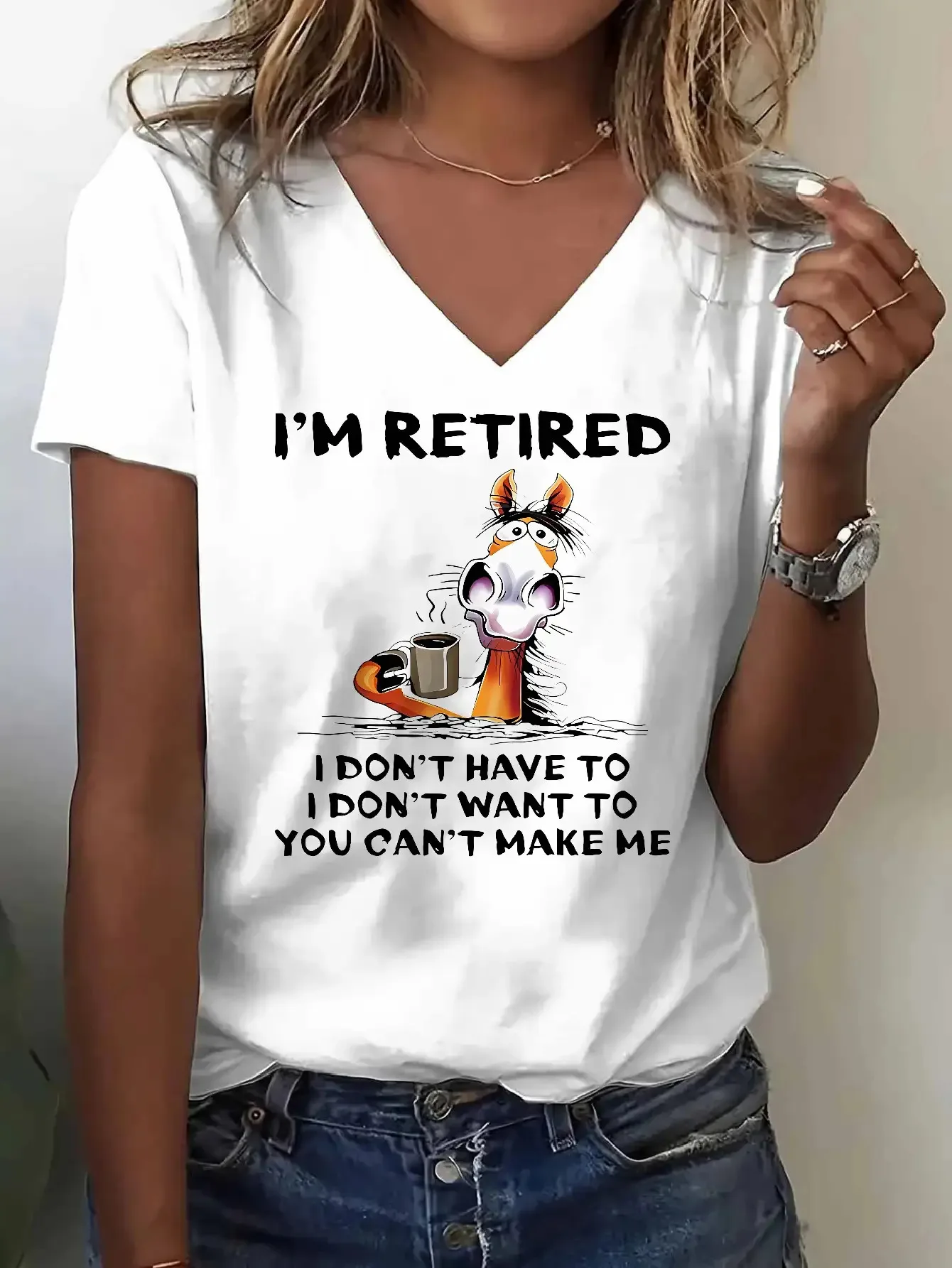 Daily V-neck T-shirt, standard size, printed with 