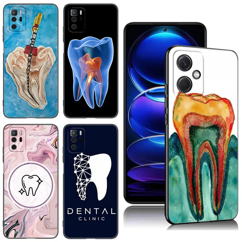 Чехол для телефона с рисунком зубов дантиста для Xiaomi Redmi Note 8 9 10 11 11E 11T 11S 12 Pro 4G Plus 5G 8T 9S 10S 12S, черный чехол