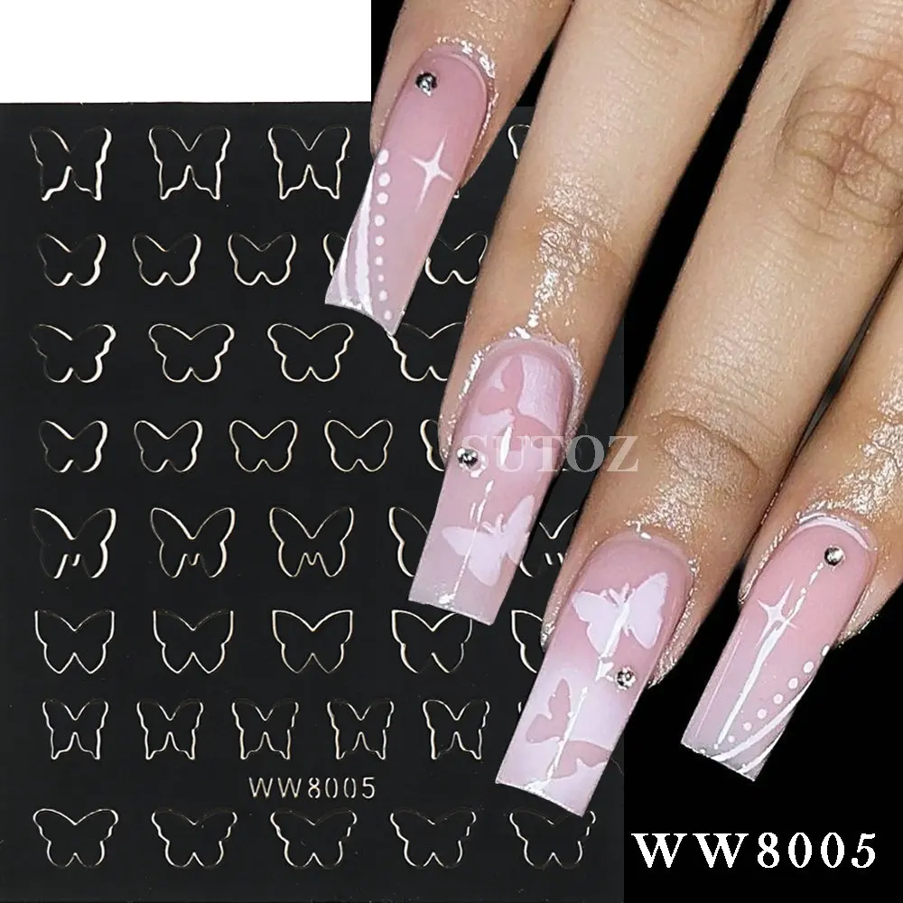 1Pcs Airbrush Stencil For Nails Butterfly Stars Love Heart Flower Hollow Nail Sticker Airbrush Template French Manicure GLPHT03