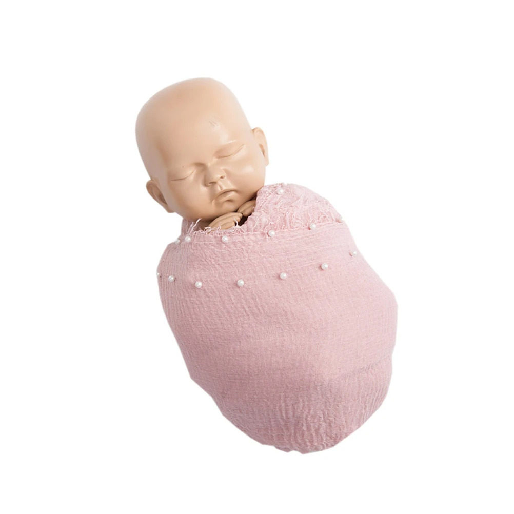 

Baby Photography Cotton Hemp Pearl Wrapping Cloth Pink Soft Breathable Baby Blanket Portable Sleeping Blanket Photography Prop