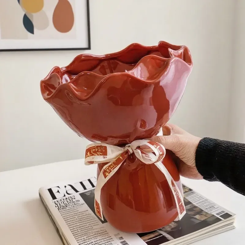 for French Romantic Bouquet Vase High Value Wedding Ornament Housewarming Gift Home Living Room Dining Table Flower