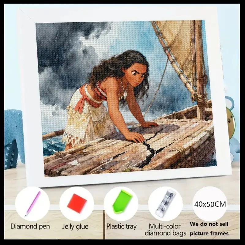

1PC Disney Moana Ocean Adventure 5D Diamond Painting Kit, DIY Full Drill Cartoon Princess Gem Art Craft for Kids & Adults, Relax