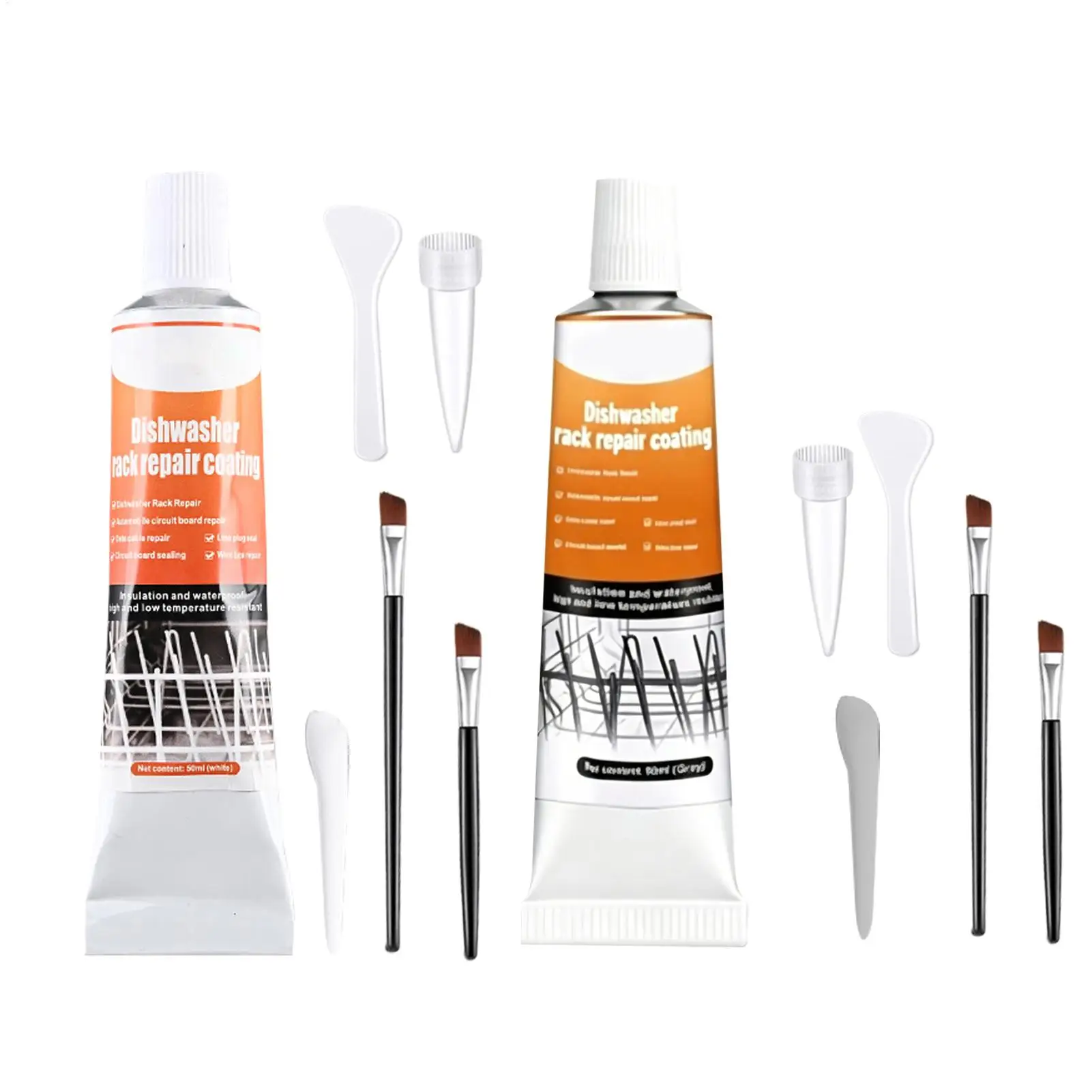 Dishwasher Rack Repair Coating Coating Long-Lasting Gel with 2 Brushes 50ml Dishwasher Rack Repair Gel for Home Ovens Frying