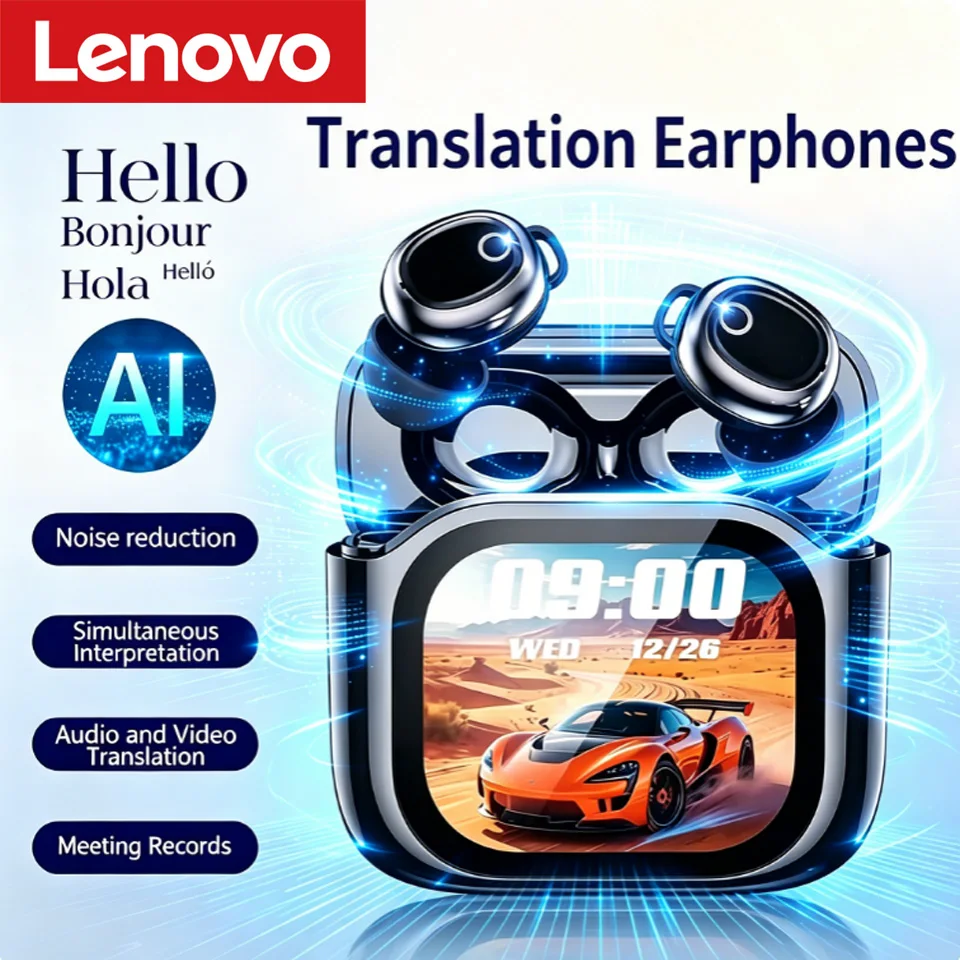 Новые Bluetooth-наушники Lenovo JM28 с цветным экраном V6.0, беспроводные, с режимом сна, AI-переводом, внутриканальные, стерео, высококачественный звук