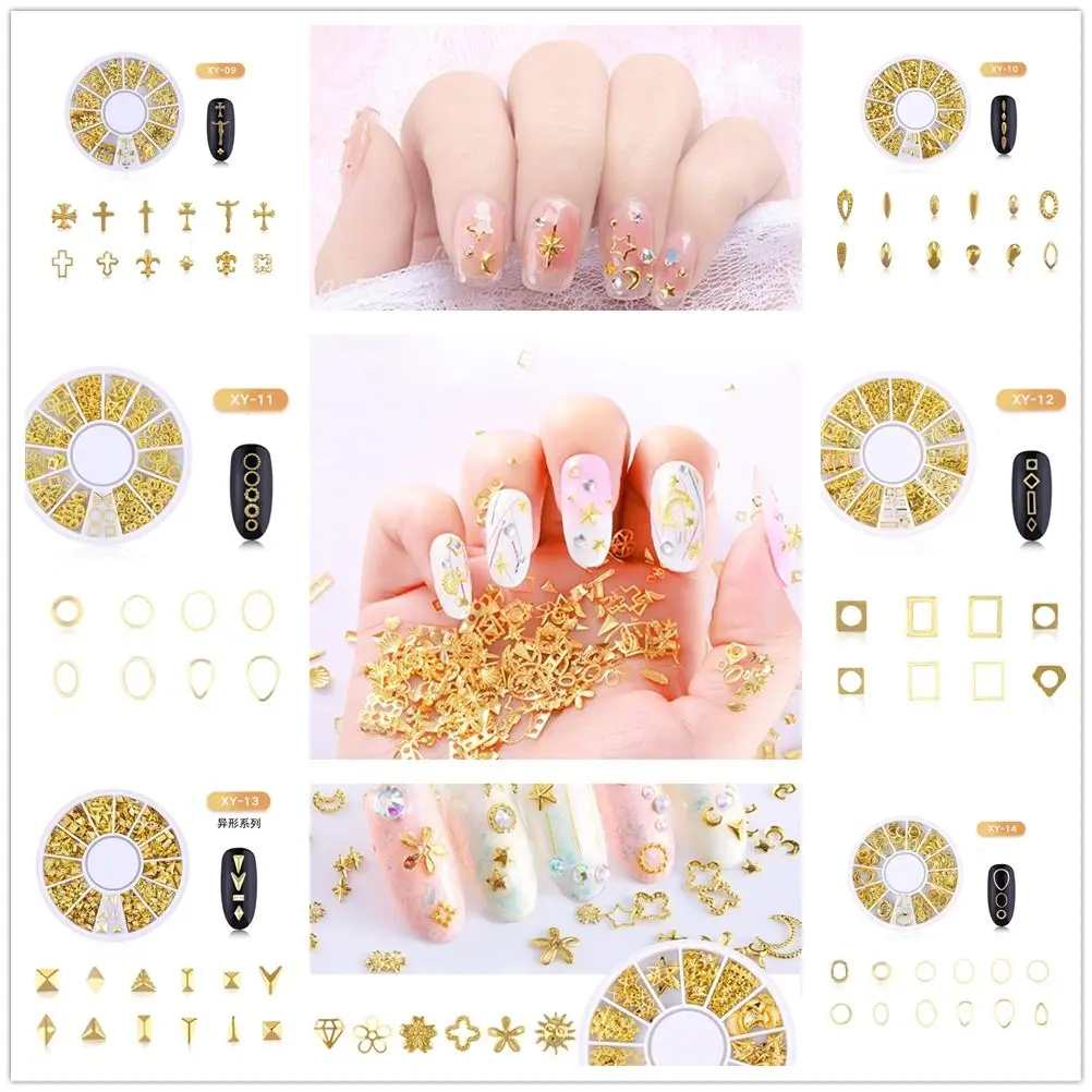 Gold Silver Metal Hollow Rivets Shiny Sequins Nail Art Tips Nail Art Decoration Manicure Accessories Sea Star