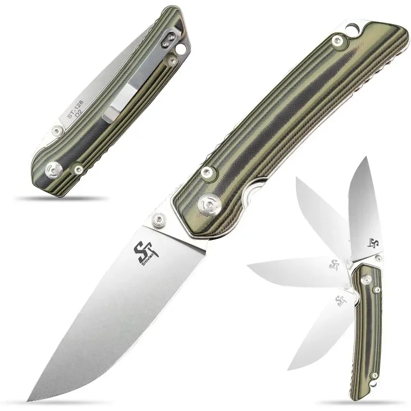 Sitivien ST128 Outdoor Camping Folding Pocket Knife D2 Blade G10 Handle Survival Tactical Hunting Utility Fruit Knives EDC Tools - Image 4