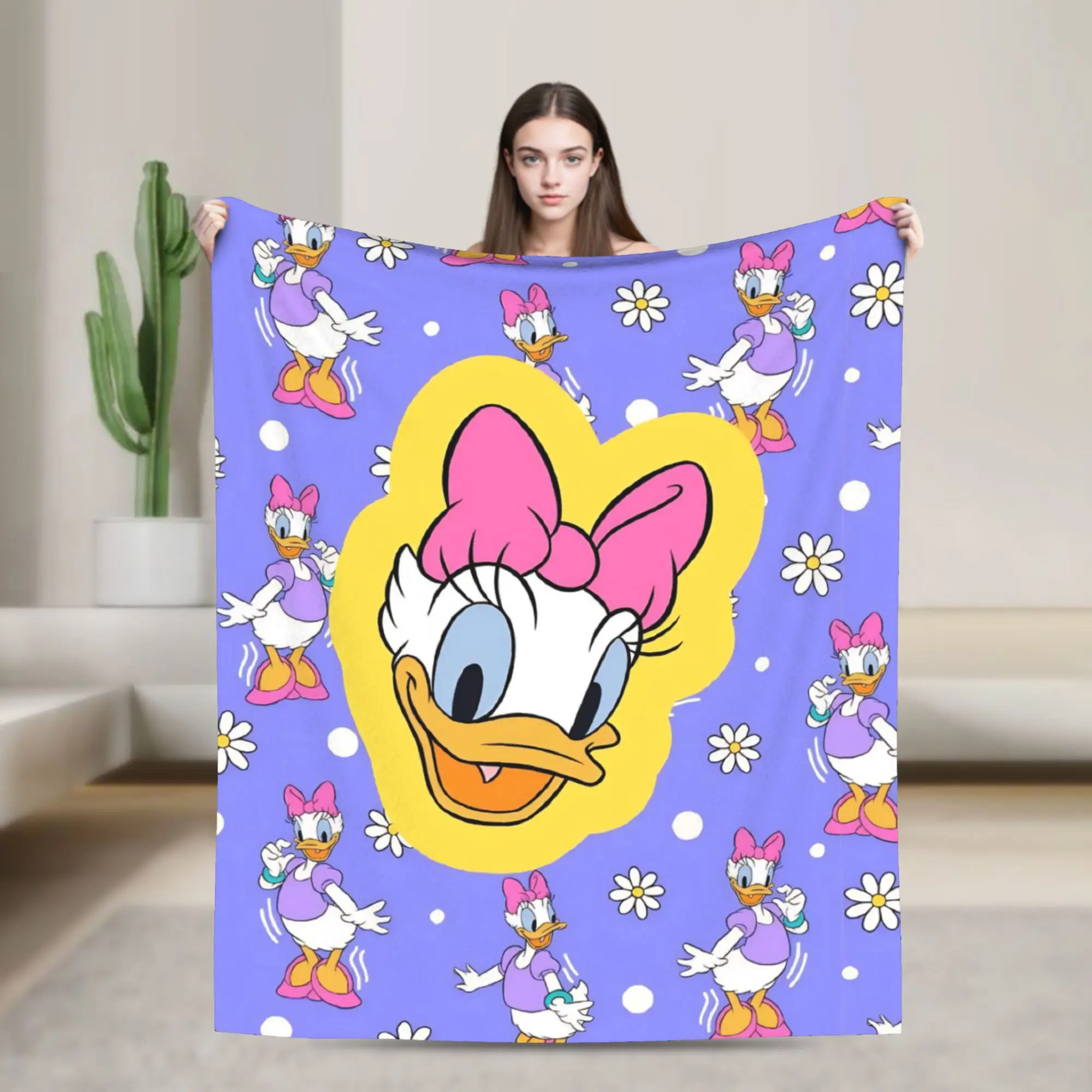 

Super Soft Funny Cute Daisy Duck Throw Blanket Premium Fleece Flannel Lightweight Bed Blanket Cozy Fluffy Blankets All Season