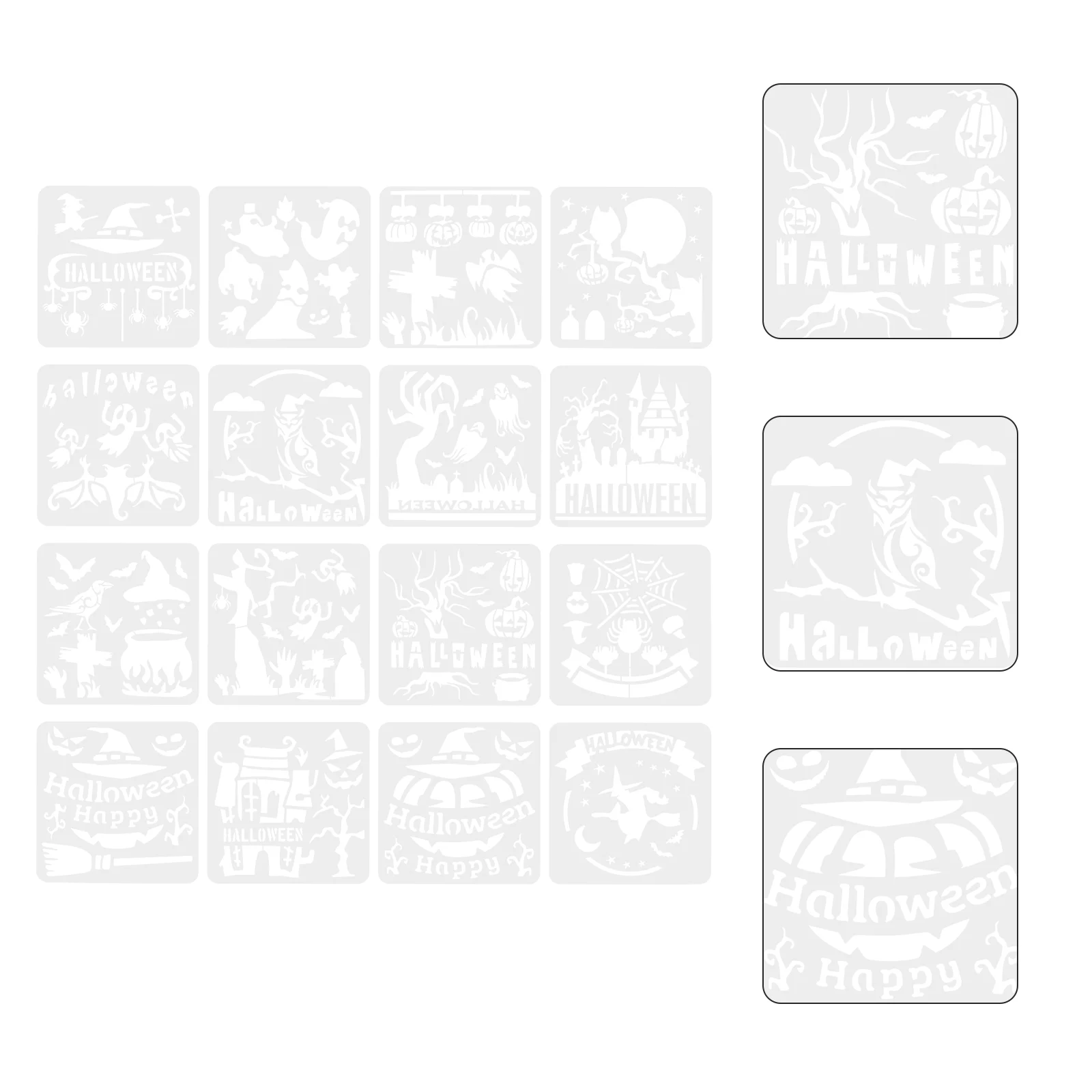 16 Pcs Halloween Template Painting Templates Drawing Stencils Pumpkin Biscuit The Pet Plastic