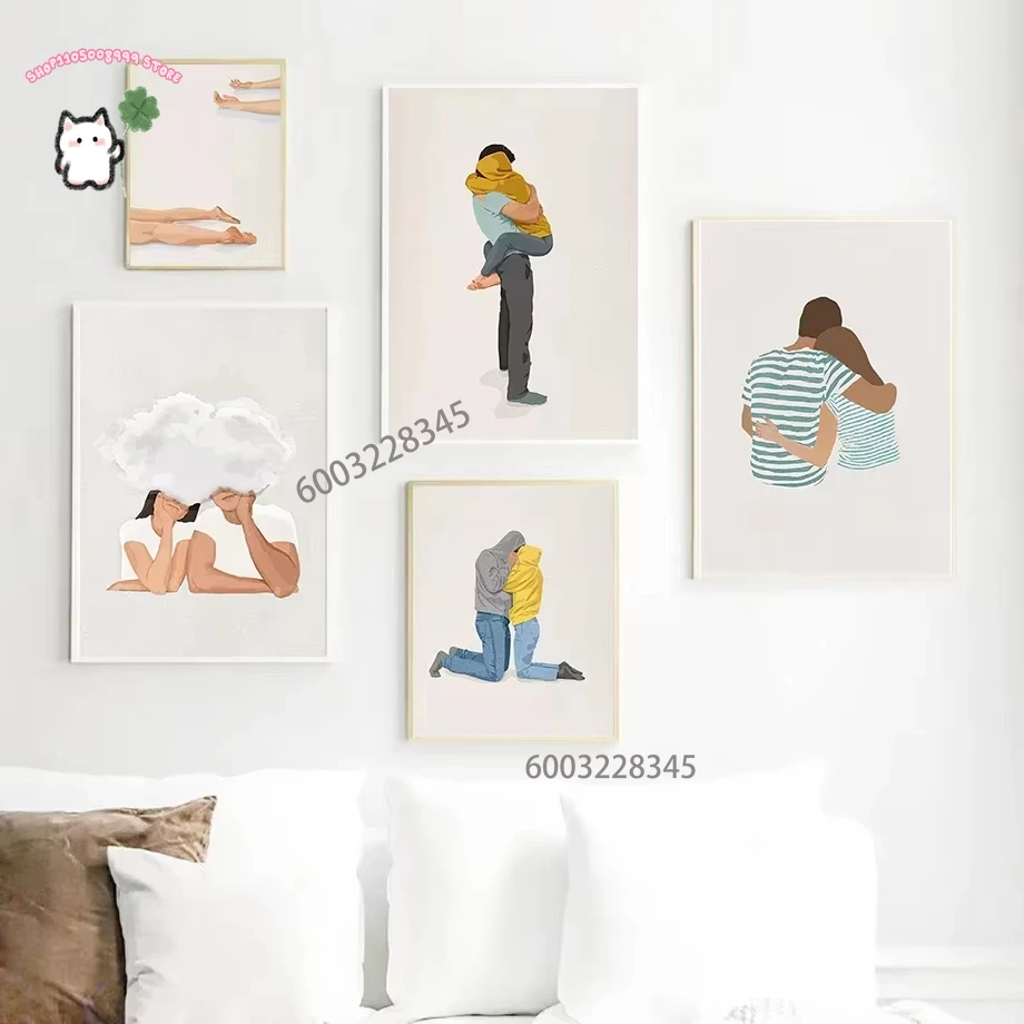 Lienzo moderno y dulce para decoración del hogar, arte para parejas, escena de fecha romántica, lienzo impreso, regalo de decoración del hogar del Día de San Valentín, 1 ud.