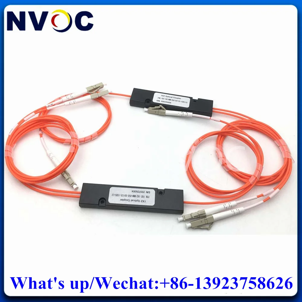 

2Pcs 1x2 ABS OM2 15-85 1M FBT Coupler,1*2 Multimode 50/125 15/85 Coupling Fiber Optic PLC Splitter with SC/FC/LC/ST Connector