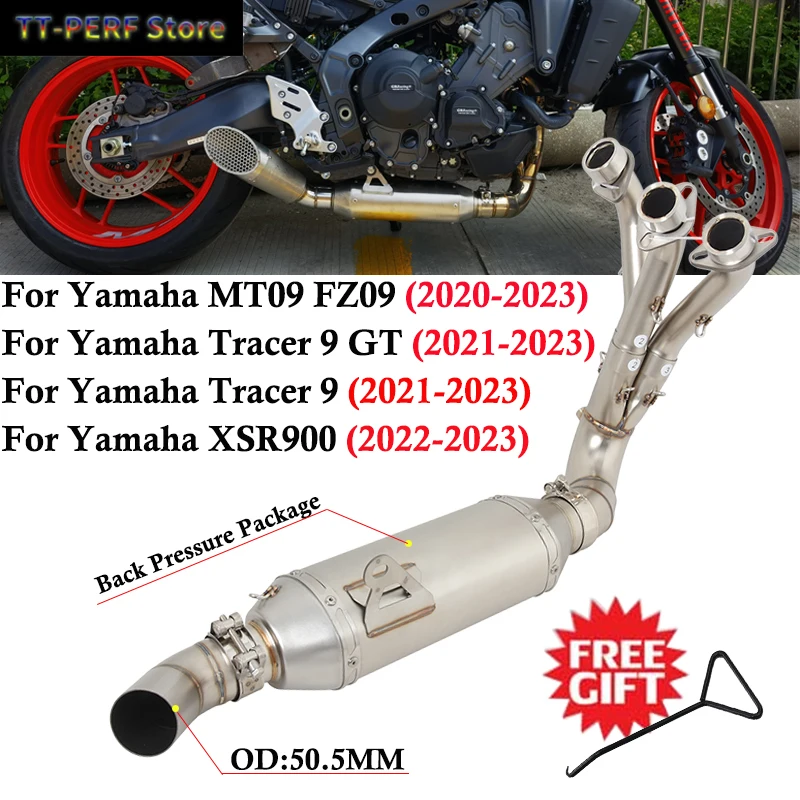 For YAMAHA MT09 FZ09 XSR900 Tracer 9 GT MT 09 2020 - 2023 Motorcycle Exhaust Back Pressure Front Middle Link Pipe Escape Muffler