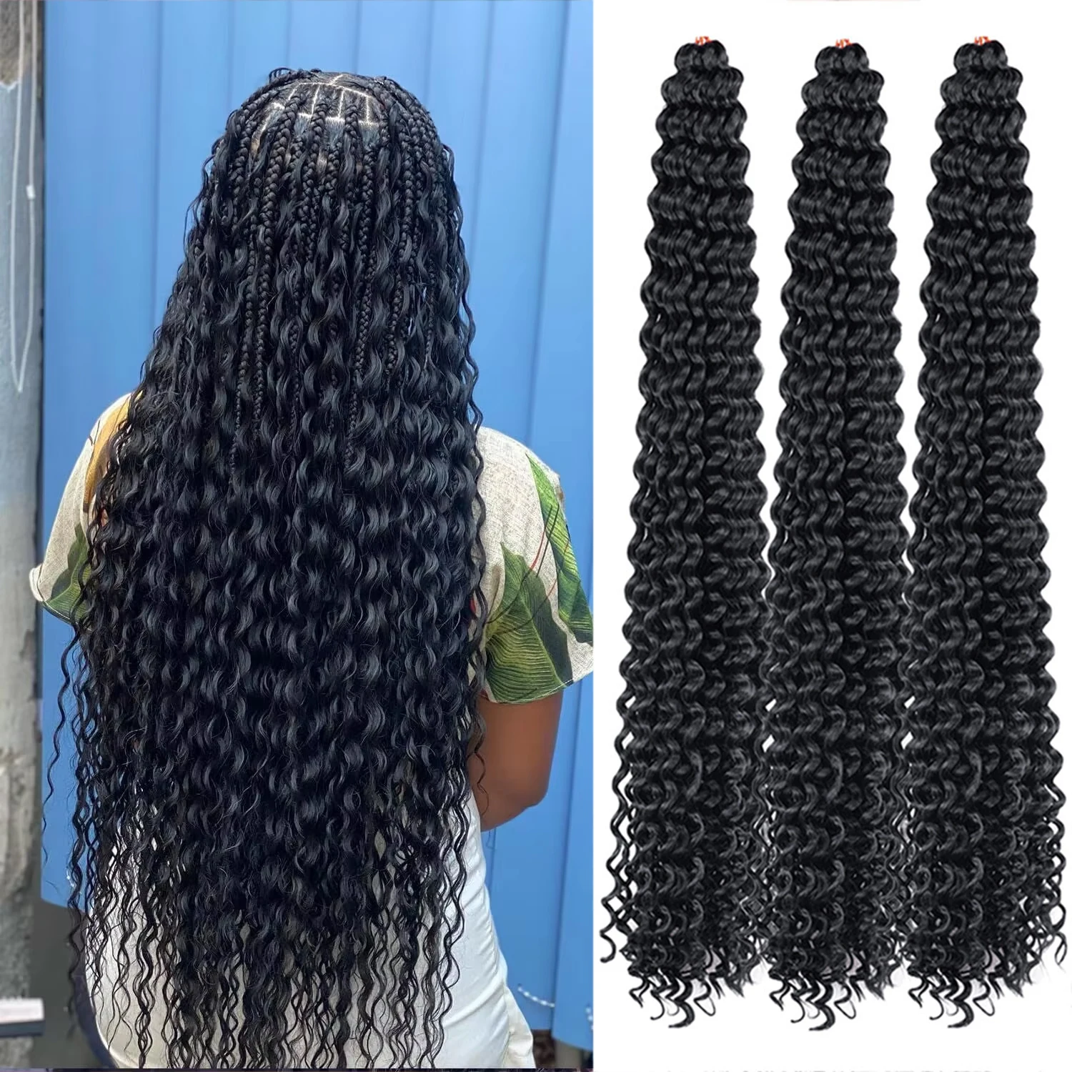 Deep Wavy Crochet Hair Long Curly Crochet Hair For Women 28inch Ocean Wave Crochet Braids Synthetic Braiding Hair Extensions