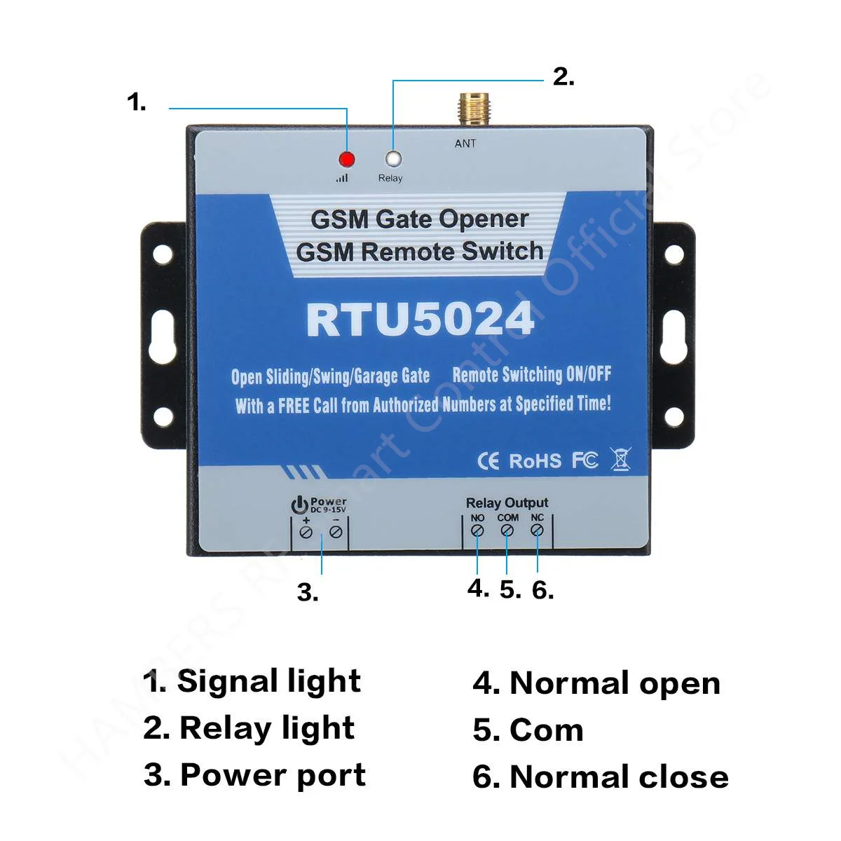 

Wireless Remote Control Door Access RTU5024 GSM Gate Opener Relay Switch with Adapter