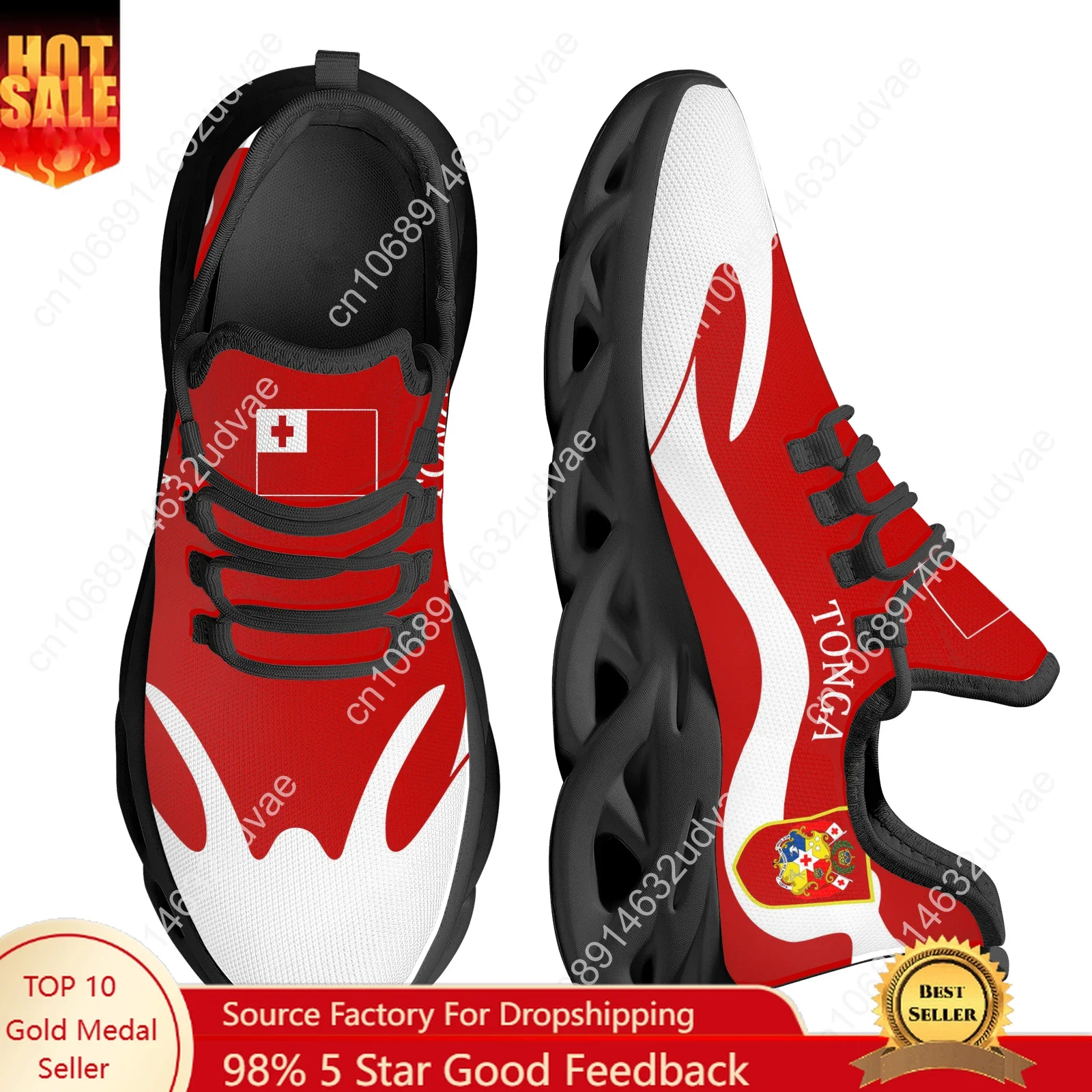 

Tonga National Flag Red Trendy Design National Emblem Printing Outdoor Sports Shoes Thick Bottom Blade Shoes