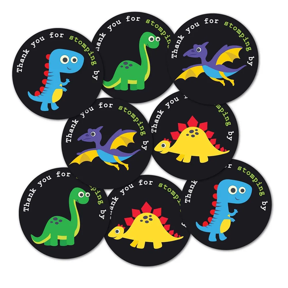 

weRevel Dinosaur themed thanks to round party stickers