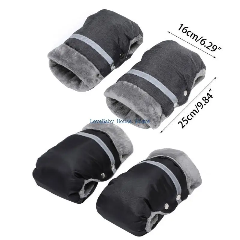 BX0D 1 par guantes impermeables para cochecito bebé manoplas cálidas invierno con adornos reflectantes decoración para