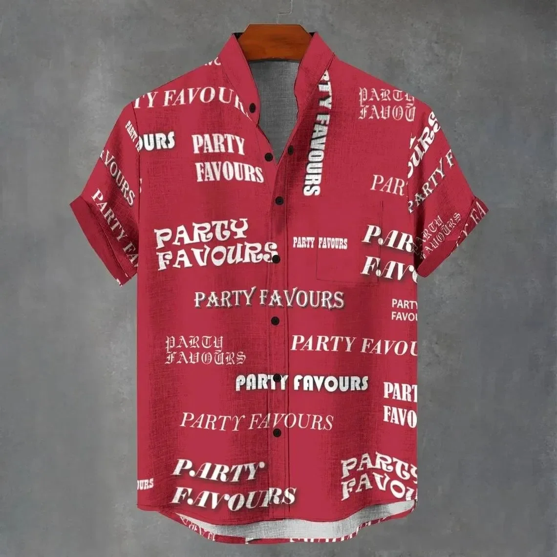 Men's Simple Retro Letter 6-color Natural 3D Printed Shirt Short-sleeved Lapel Light and Breathable Business Casual Party Outer