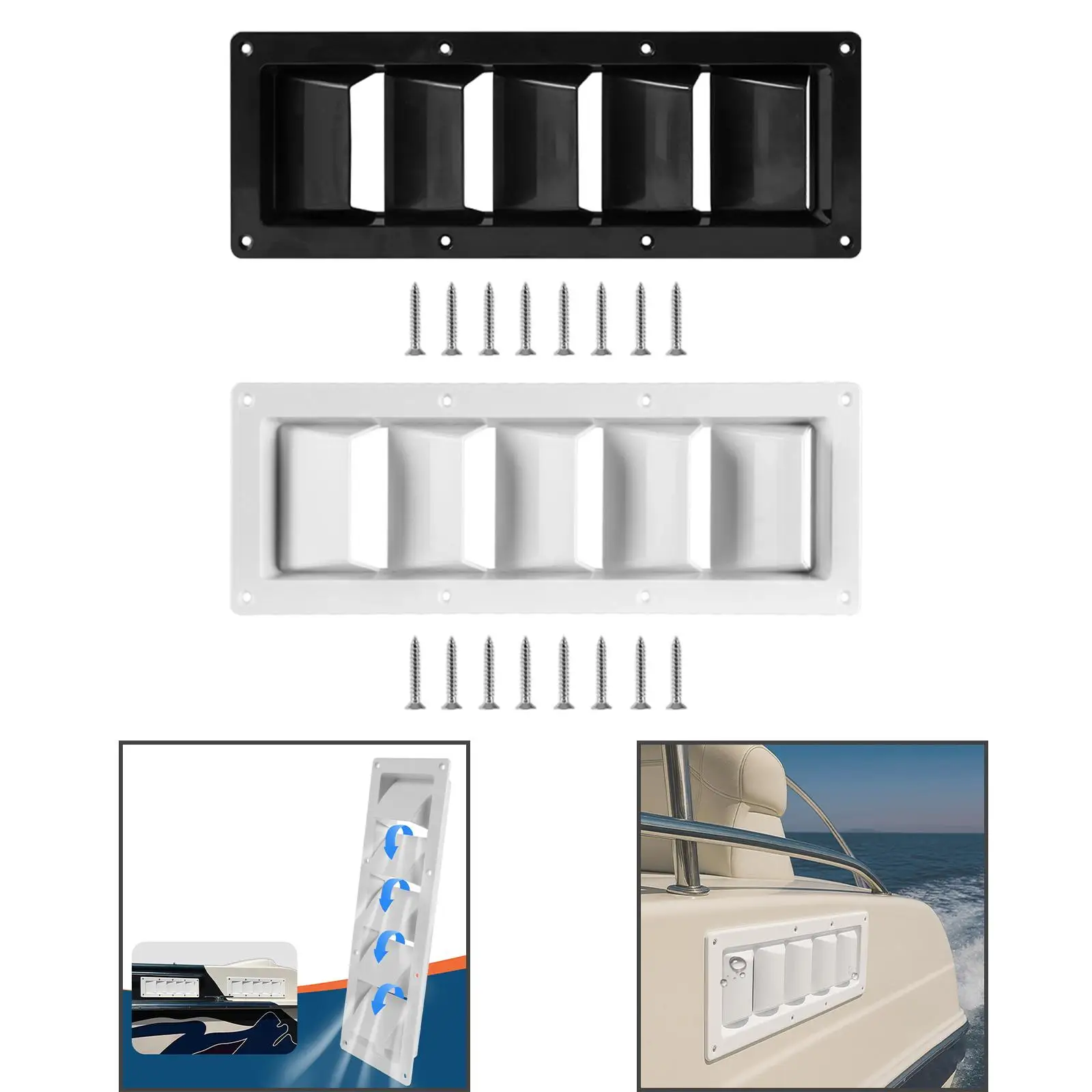 

RV Air Vent Louver, Rectangle Multiuse, Yacht Ventilation Louver Grille, Louvered Air Grille Ventilation Grille for RV,